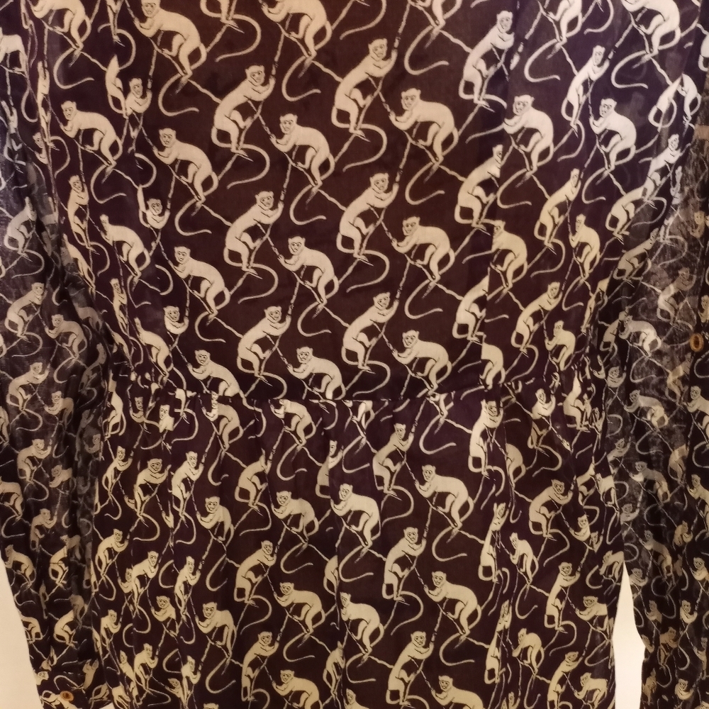 MAEVE MONKEY PRINT TAB SLEEVE BUTTON UP 10 - Picture 5 of 8